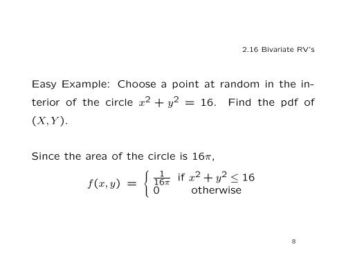 2.16 Bivariate Random Variables Discrete Case Continuous Case ...