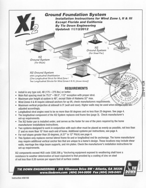 Xi2 Foundation System for Ground - Tie Down Engineering ...