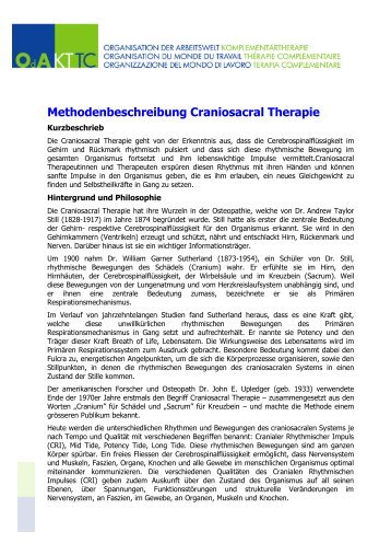 Methodenbeschreibung Craniosacral Therapie