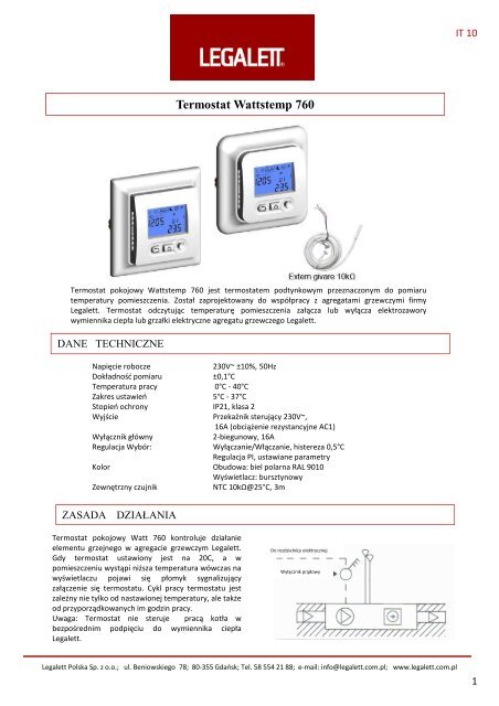 Termostat Wattstemp 760 - Legalett