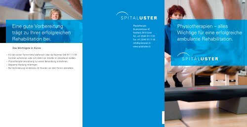 Physiotherapien â alles Wichtige fÃ¼r eine erfolgreiche ... - Spital Uster