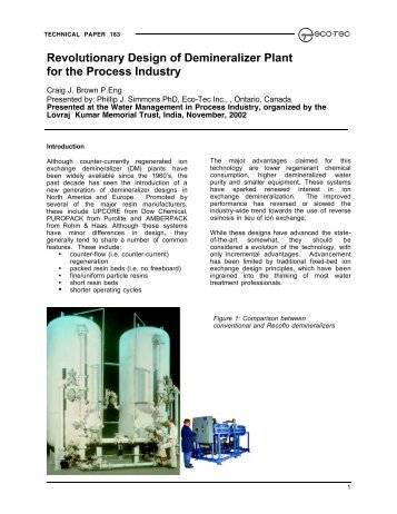 Revolutionary Design of Demineralizer Plant for the ... - Eco-Tec