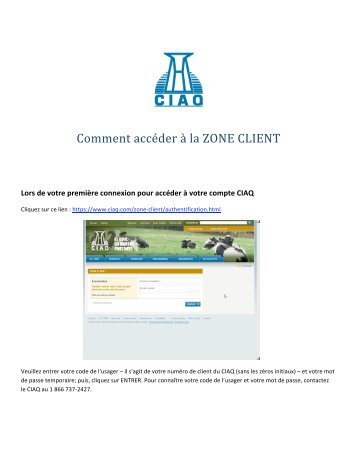 Comment accÃ©der Ã  la ZONE CLIENT - CIAQ