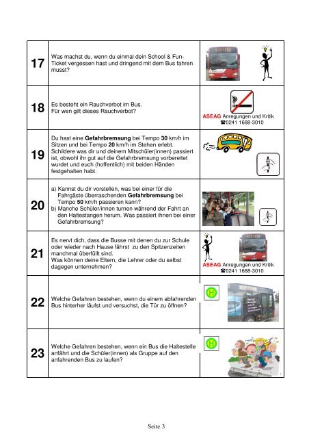 Bustour Arbeitsblatt - Fahrrad in Aachen