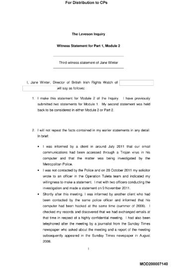 Third Witness Statement of Jane Winter - The Leveson Inquiry