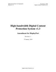 HDCP on DisplayPort Specification Rev. 1.1 - Digital Content ...