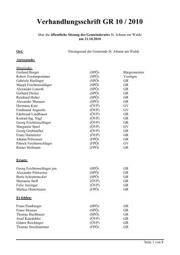 GR-Sitzung 10/2010 (26 KB) - .PDF - St. Johann am Walde