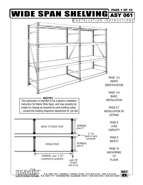 Wide Span Shelving Madix, Madix Shelving Assembly Instructions