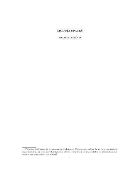 MODULI SPACES - IMPA