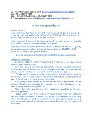 TSP-20130718-De nos nouvelles