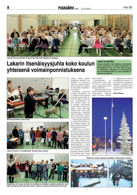 PudasjÃ¤rvi-lehti nro 50 12.12.2012 PudasjÃ¤rven YrittÃ¤jÃ¤t liitteellÃ¤