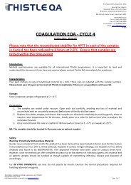 COAGULATION EQA -â CYCLE 4 - Thistle QA