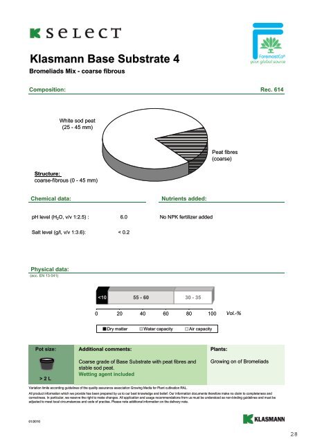 Klasmann Peat Substrates Product Information ... - ForemostCo