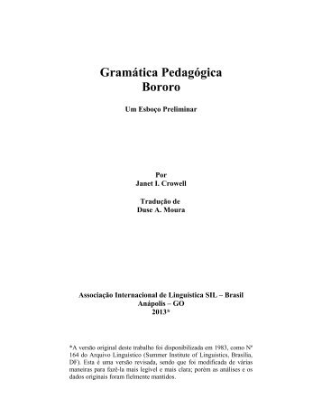 GramÃ¡tica PedagÃ³gica Bororo - Sil.org