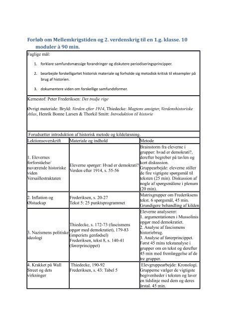 Forløb om Mellemkrigstiden og 2. verdenskrig til ... - historiedidaktik.dk