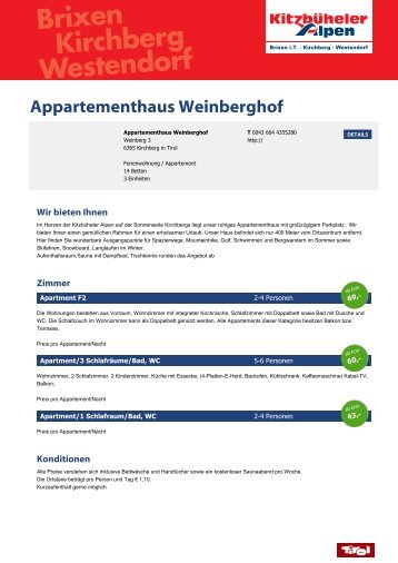 Appartementhaus Weinberghof - Gemeinde Kirchberg /Tirol
