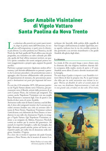 Suor Amabile Visintainer di Vigolo Vattaro Santa Paolina ... - Riviste