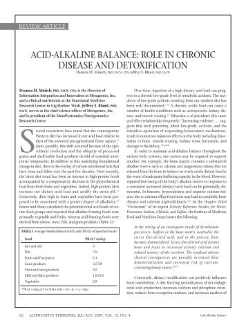 ACID-ALKALINE BALANCE: ROLE IN CHRONIC ... - My Kangen Tools