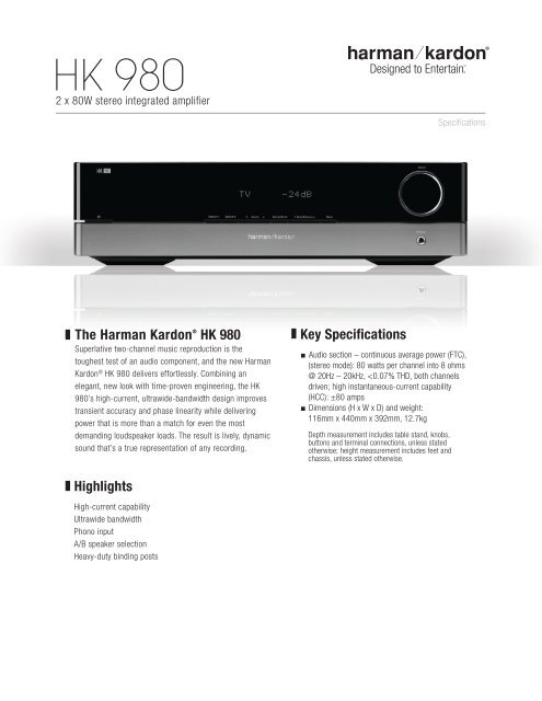 Specification Sheet - HK 980 (English EU) - Harman Kardon