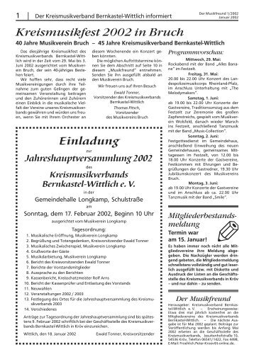 Kreismusikfest 2002 in Bruch - Kreismusikverband Bernkastel-Wittlich