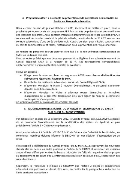 Compte rendu du conseil municipal du 19 fÃ©vrier ... - Ville de Caromb