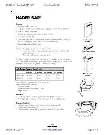 HADER BARÂ® - Udell dental laboratory