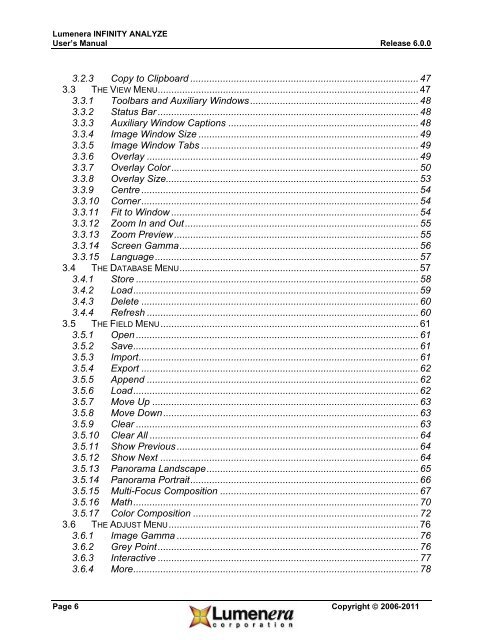 INFINITY ANALYZE User's Manual - Spectra Services