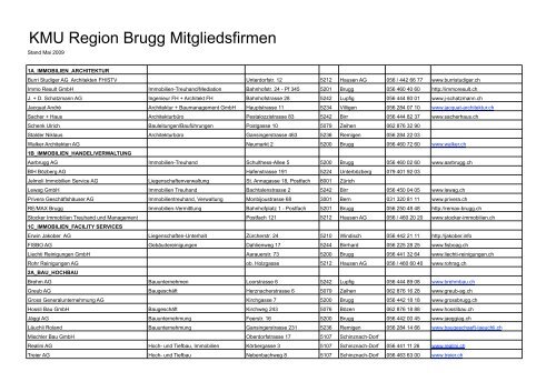 KMU Region Brugg Mitgliedsfirmen