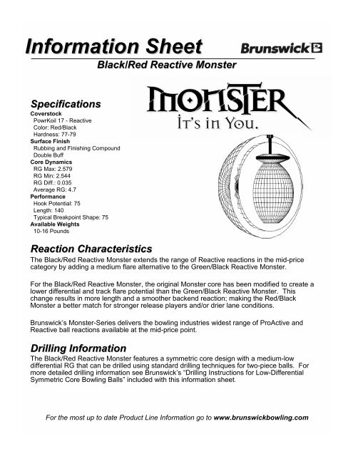 Monster A Red Black Brunswick Bowling Monster A Red Black Brunswick Bowling