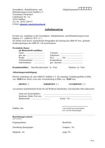 Aufnahme-Antrag als PDF - GRB Stassfurt eV
