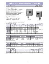 SINGLE FUNCTION PRESSURE CONTROLS - Ecotherm