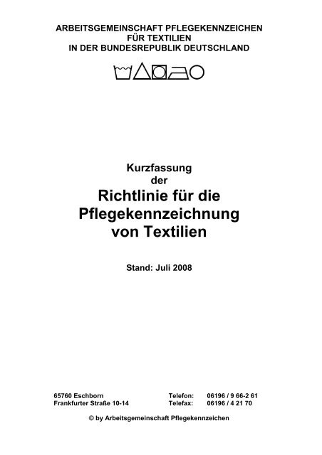 Richtlinie für die Pflegekennzeichnung von Textilien - AMM