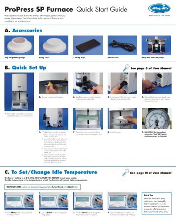 ProPress SP Furnace Quick Start Guide - Whip Mix