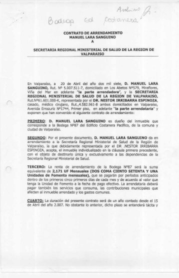 contrato de arrendamiento manuel lara sanguino - SEREMI de ...