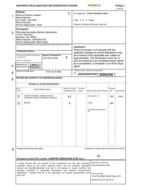 How to Fill in Dangerous Goods Shipping Paper