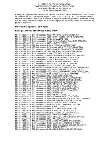Pauta da 2Âª CAJ dos dias 10 e 13/02/2012 - MinistÃ©rio da ...