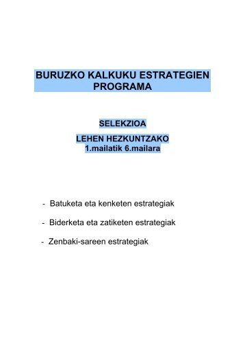 BURUZKO KALKUKU ESTRATEGIEN PROGRAMA