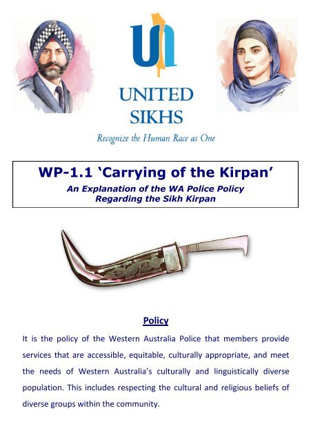 WP-1.1 Carrying of the Kirpan Australia - United Sikhs