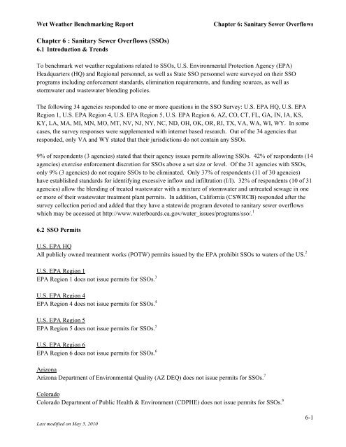 Chapter 6 : Sanitary Sewer Overflows (SSOs)