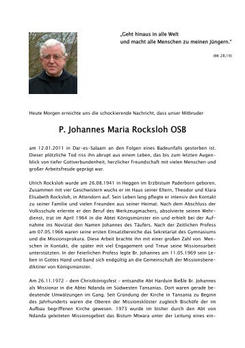 P. Johannes Maria Rocksloh OSB - Abtei Königsmünster