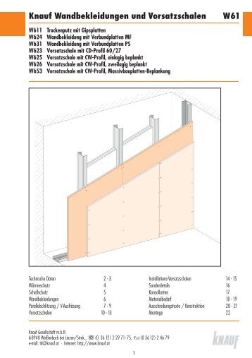 Knauf Wandbekleidungen und Vorsatzschalen W61