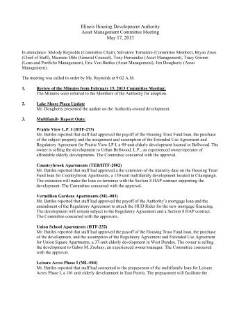 Asset Management Committee Meeting Minutes - The Illinois ...