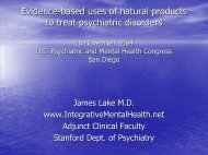Evidence-based uses of natural products to treat psychiatric disorders