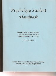 Psychology Student Handbook - Shippensburg University