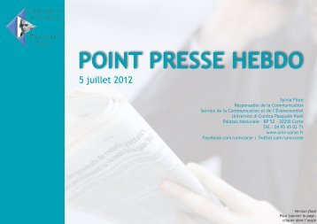 POINT PRESSE HEBDO - Università di Corsica Pasquale Paoli