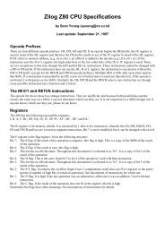 Zilog Z80 CPU Specifications