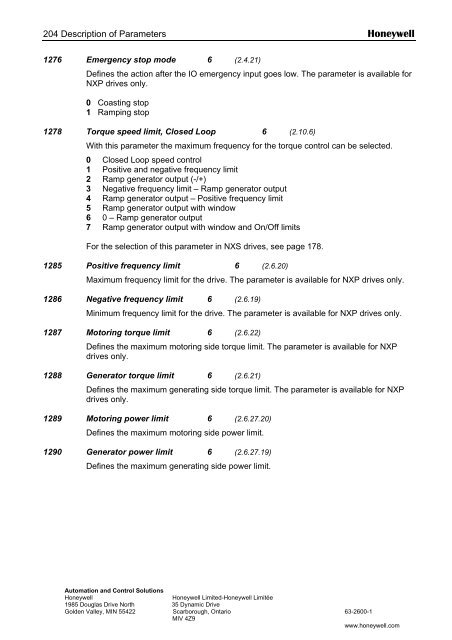 NXS Form 63-2600, Users Manual, Technical Data - CONTROL ...