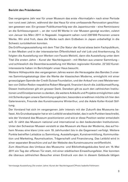 Jahresbericht 2011 - Kunstmuseum Winterthur