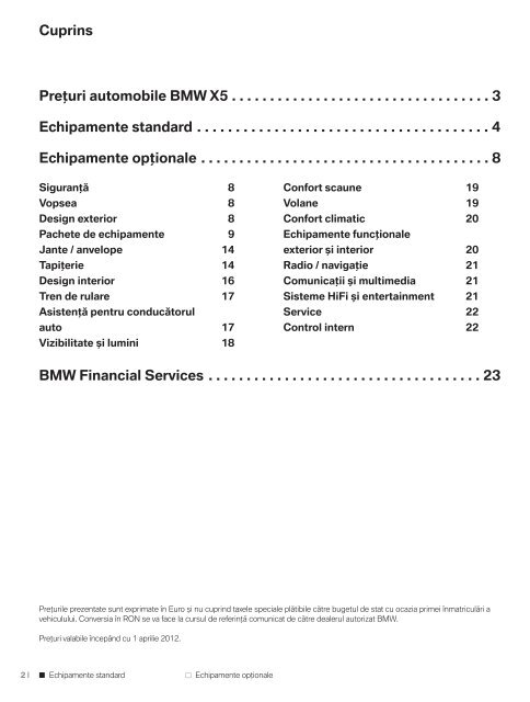 DescÃ„Âƒrcare Lista de preÃ…Â£uri curente pentru modelul BMW X5 M (PDF ...