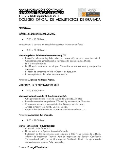 Circular - Colegio Oficial de Arquitectos de Granada